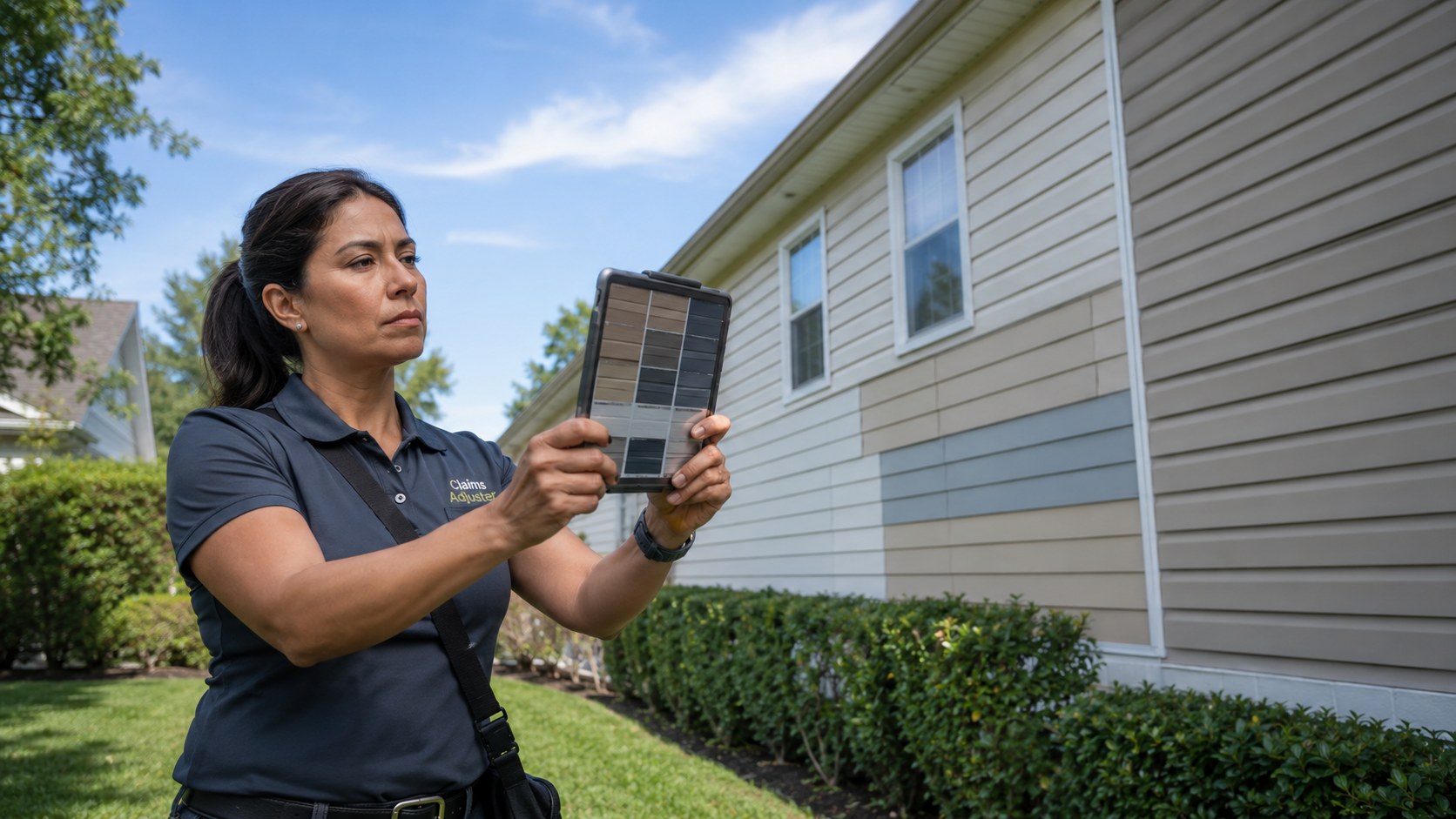 An independent adjuster's color match and discontinuation report is often the document that decides whether the insurer authorizes one wall of siding or four.