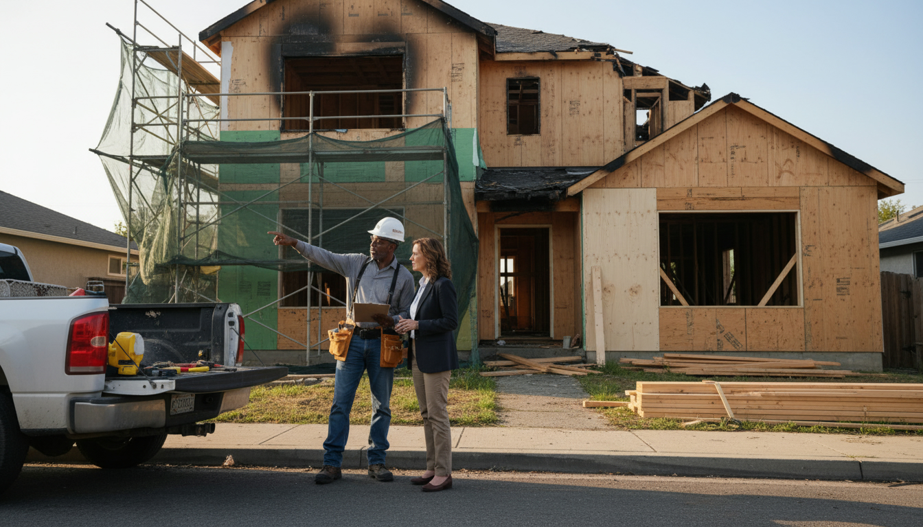 After a total loss, the actual rebuild cost is set by current labor and material prices, not by the dwelling limit on the policy in force at the time of the fire.