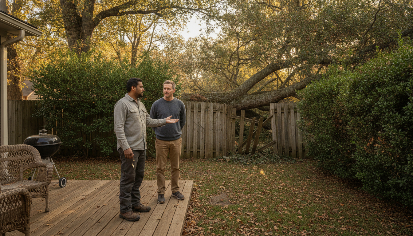 When a tree crosses a property line, both neighbors often assume the other's insurer pays, which is where most fallen-tree disputes start.
