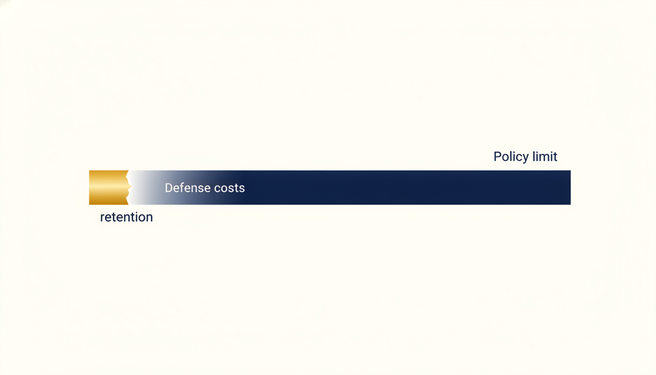 The retention comes off the front and defense costs eat inward, so the money left to settle a claim is smaller than the headline limit suggests.