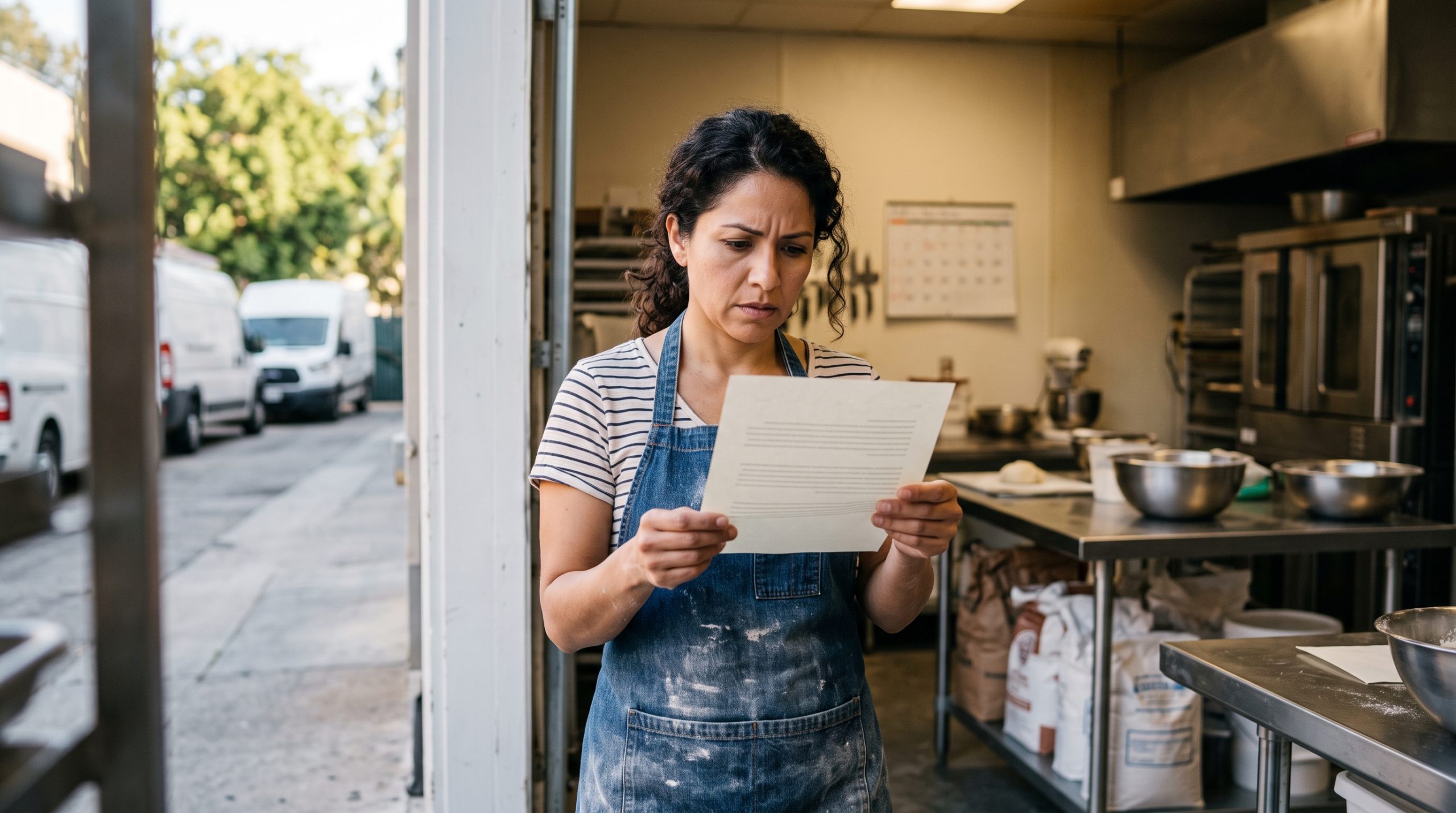 Renata Cabrera reads her insurer's notice about the new kitchen's lapsed automatic coverage.
