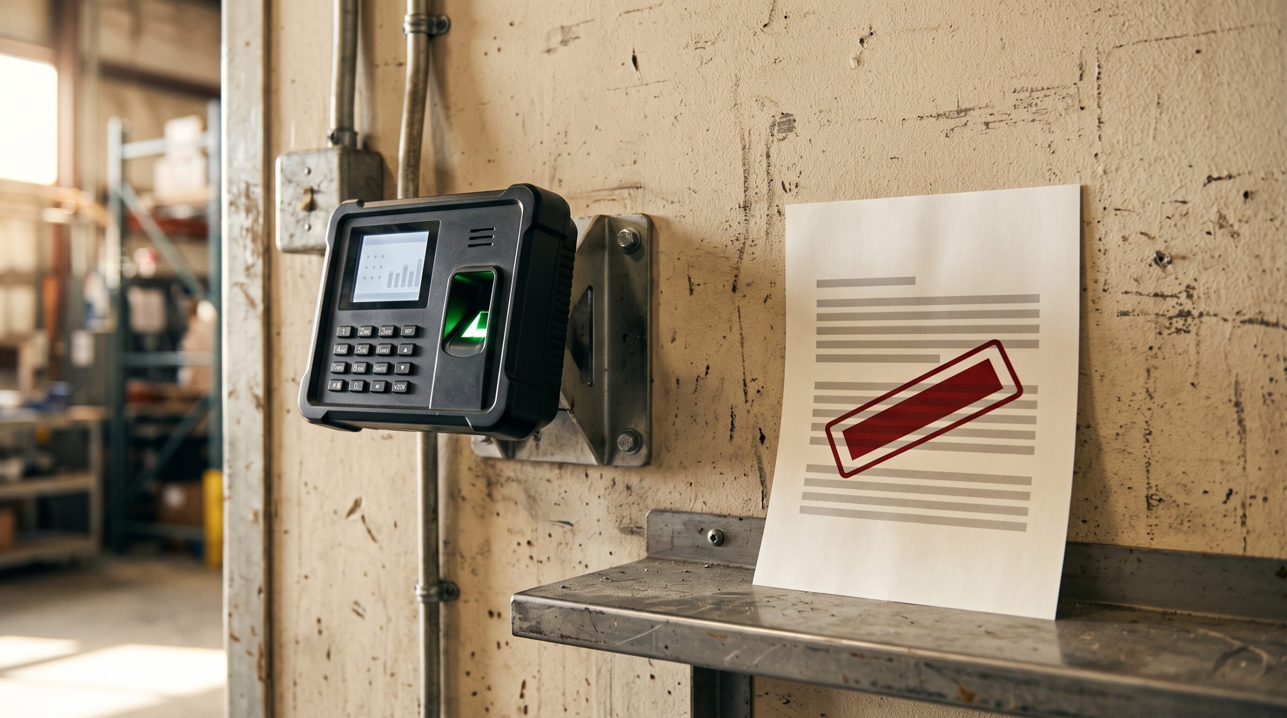 A biometric time clock and the exclusion clause insurers added after courts said each scan could be its own violation.