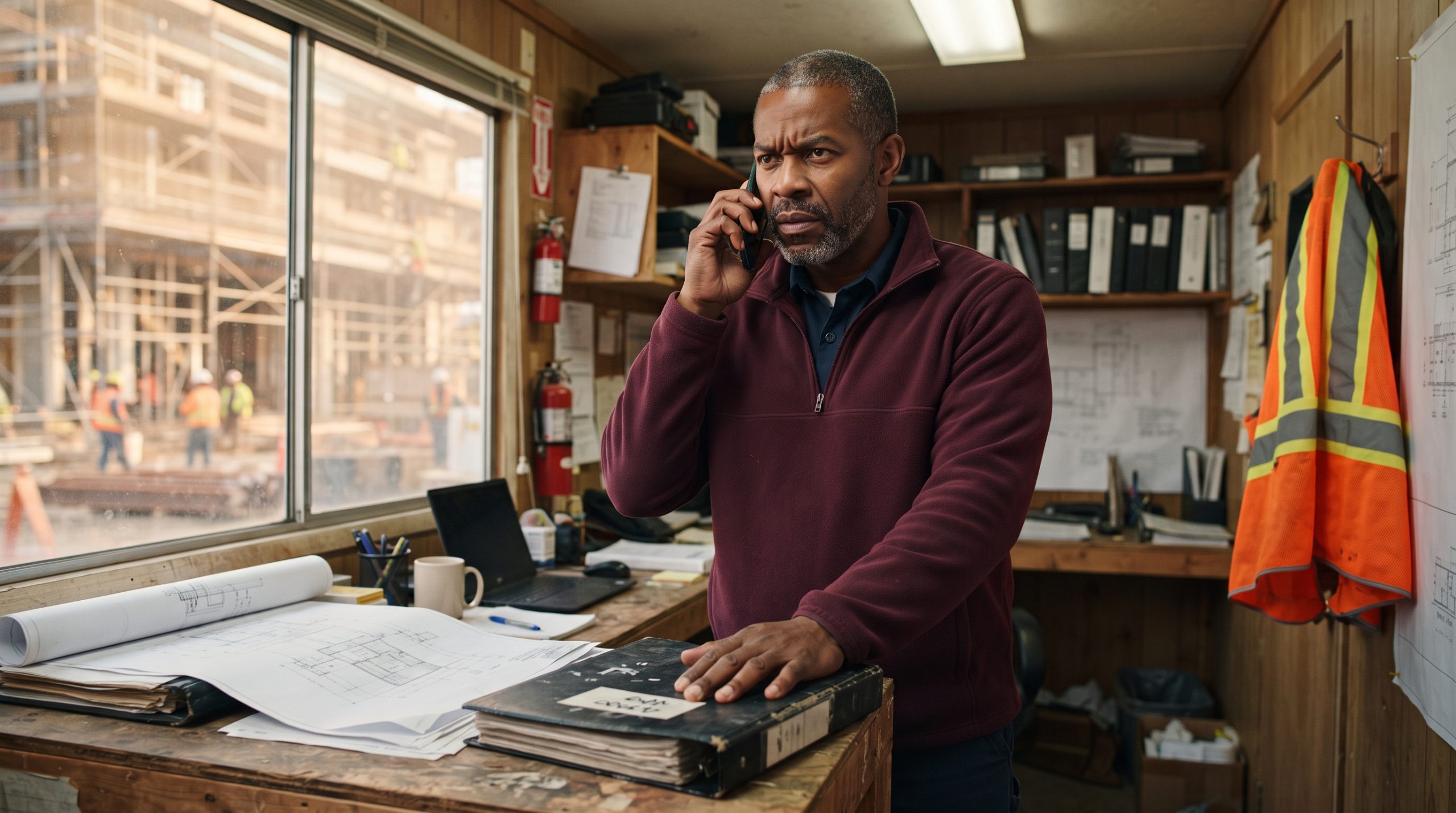 A general contractor calls his insurance broker after a jobsite fall, already bracing for what New York's Scaffold Law means for the claim.